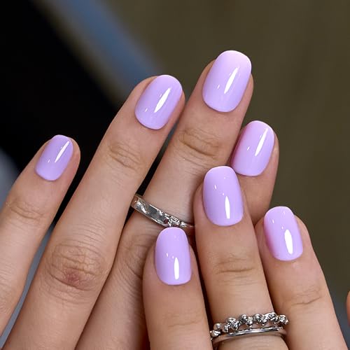 Image of CurvLife Extra Short Oval Fall Press On Nails, Violet Haze Purple, Soft Gel