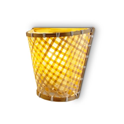 Alpinaluz Aplique de Pared Rústica de Mimbre, Bambú y Madera con Diseño Nórdico E27 para Salón Pasillo Cabecera y Dormitorio