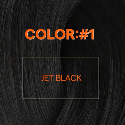 Image of Full Shine Sew In Weft Hair Extensions Human Hair Jet Black Hair Wefts Remy Human Hair Silky Straight Hair Extensions Sew In Weave Bundles Human Hair Double Weft Long Straight 24 Inch 105G