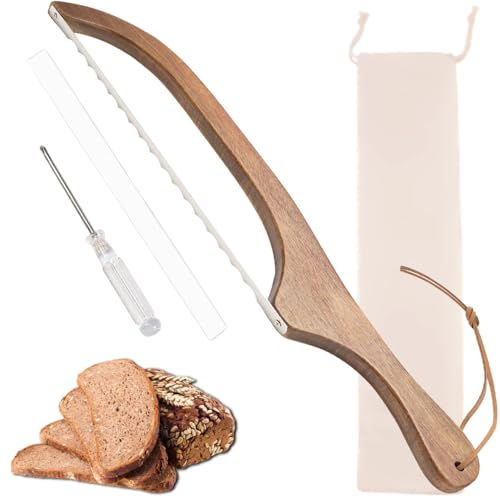 Bread Knife for Homemade Bread, Sourdough Bread Slicer, Wooden Se...