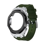 GLBMLMTHZP GA2100 GA2110. Cinturino in tuta in metallo in acciaio inox Cinturino in gomma compatibile for Jeraland for strumenti di modifica Cassa dell'orologio(Groen)