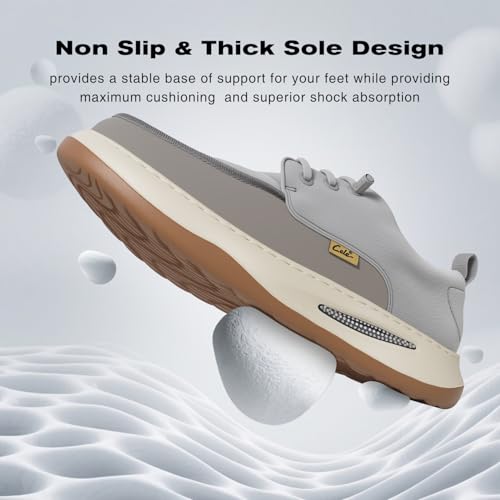 Image of CELE Mens Slip On Casual Dress Shoes Wide Walking Sneakers Orthopedic Boat Loafers with Arch Support Comfortable Lightweight Non Slip