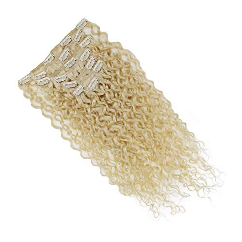 Clip in Hair Extensions (Color 613 Bleach Blonde,8in,7pcs,100g) Natural Wavy Real Hair Extensions Clip in Human Hair