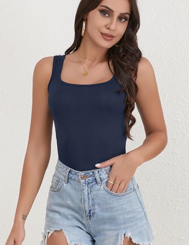Image of BQTQ 5 Pack Women's Tank Tops Square Neck Sleeveless Ladies Tank Top Undershirts