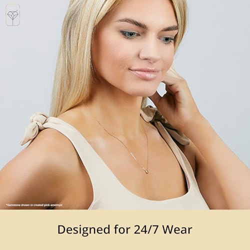 MAX + STONE Mini Solid 14k Yellow or White Gold Bezel Set Gemstone Heart Pendant Necklace for Women with Spring Ring Clasp 5mm Birthstone Necklace3