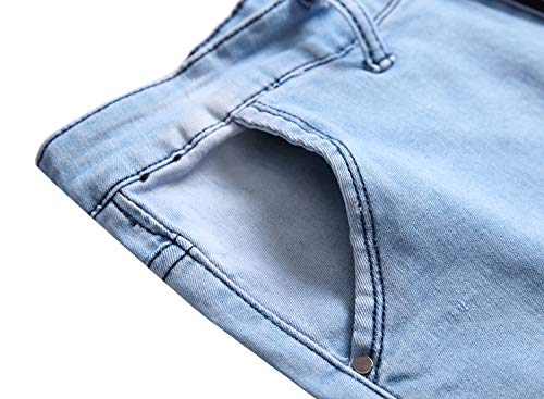 DANT BULUN Men's Ripped Slim Straight Fit Moto Biker Jeans with Zipper Deco3