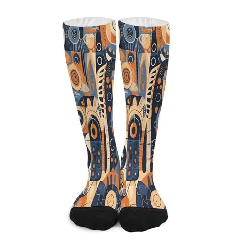FekiLoot Modern Style Pattern Compression Socks Cozy Soft Support Socks Fashion Breathable Knee High Tube Socks for Adult
