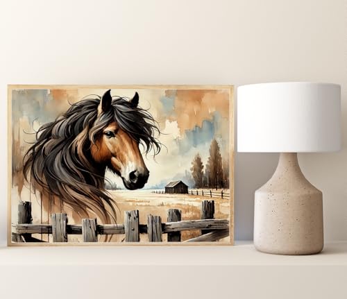 Redland Art Rustic Farmhouse Horse Painting on Canvas, Ready to Hang Framed Wall Art for Living Room Decor, 11.5x15 Inch Horse Pictures for Equestrian & Animal Lovers, Caballos Decoracion by Redland Art - Used condition - Image 3