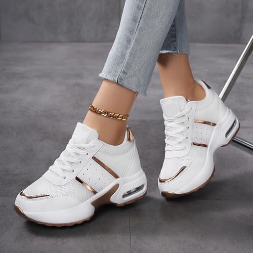 Women's Chunky Platform Comfort Orthopedic Wedge Walking Shoes Fashion Breathable Lace Up Casual Non-Slip Running Shoes with Arch Support Flatform Air Cushion Outdoor Sports Sneakers4