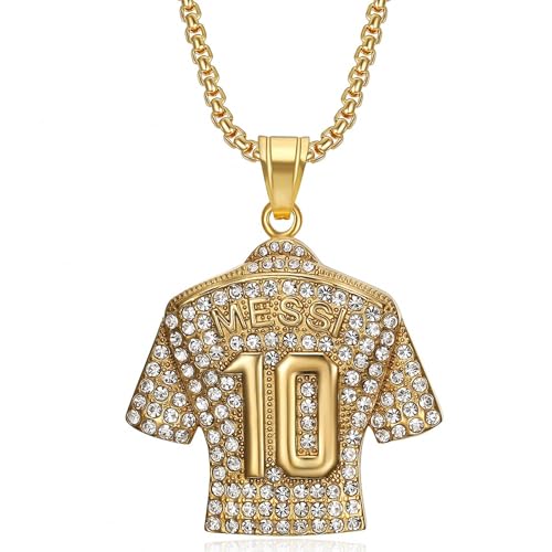 Custom 0-99 Football Jersey Number Chain with Name, Personalized Soccer Necklace for Men, Bling Football Number Necklace for Soccer Lovers, Hip Hop Jewelry Gifts for Men