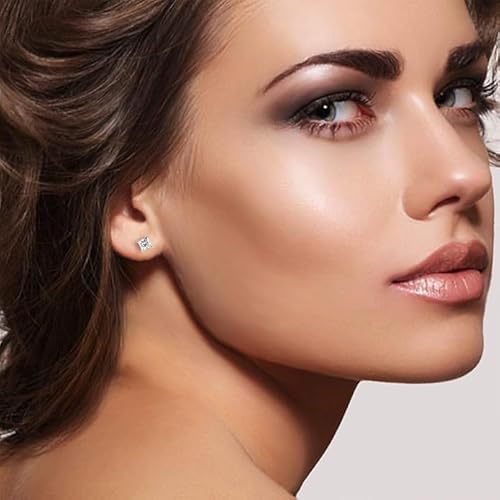 1 Carat Princess Cut Lab Grown Diamond Stud Earrings in 14K Yellow Gold | Screw Back Basket Setting | Classic Solitaire Earrings for Women | Elegant Jewelry Gift for Daily, Office & Party Wear