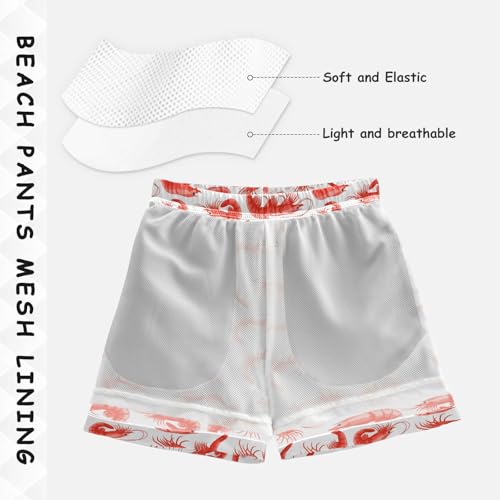 Boys Swim Trunks 2-12 Years Board Shorts Little Boys Toddler Red Shrimps Swimwear Shorts4
