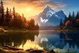 Goiancy Sunset Mountain Landscape Diamond Painting for Adults Kids, Sunset Mountain Full Drill Diamond Art Painting Cross Stitch Crystal Rhinestone Great for Wall & Bathroom Decor or Gifts 12x12 inch