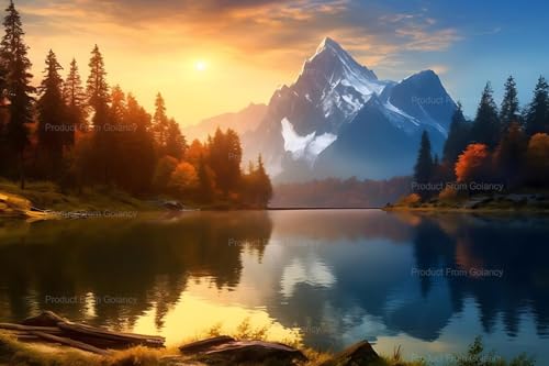 Goiancy Sunset Mountain Landscape Diamond Painting for Adults Kids, Sunset Mountain Full Drill Diamond Art Painting Cross Stitch Crystal Rhinestone Great for Wall & Bathroom Decor or Gifts 12x12 inch