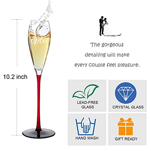 La Diffy Mr And Mrs Champagne Glasses Wedding Champagne Flutes Glass Bridal Shower Gift Bride And Groom Gifts Engagement Gift Toasting Glasses For Valentines Day Set Of 2 #TOP4