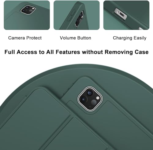 Image of TechTrendz for iPad Pro 13 Inch Case M5 /M4 (2025 /2024) with Pencil Holder, Smart Cover with Protective Trifold Stand, Auto Wake /Sleep, Support Pencil Pro, Green