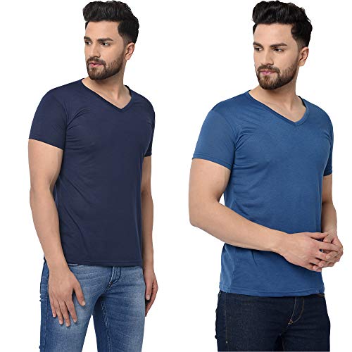 Image of JANGOBOY Men's V-Neck Cotton T-Shirt (Pack of 2)