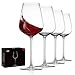 Hand Blown Italian Style Crystal Bordeaux Wine Glasses - Red Wine Glasses Lead Free Premium Crystal Clear Glass - Set of 4-18 Ounce - Safer Packaging for Any Occasion