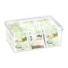Relaxdays Teebox, 6 Fächer, 90 Teebeutel, Teedose mit Klappdeckel, Aromaschutz, HxBxT 9 x 21,5 x 14,5 cm, transparent