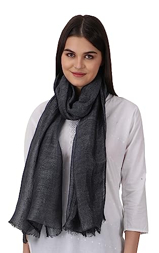 EH 100% PURE LINEN SCARF STOLE PASHMINA AIRY LIGHT ALL WEATHER TWO TONE COLOR HERRINGBONE