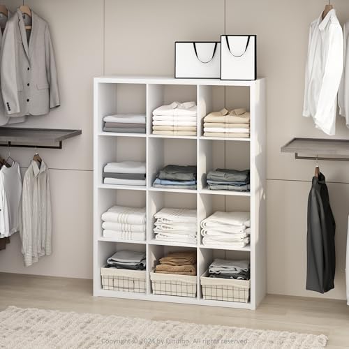 Image of Furinno Cubic Extra Thick 12-Cube Closet Organizers and Storage, White | 14.6 x 44 x 58 in, Open Shelf Closet Storage, Closet Organizer, for Wardrobe, Bedroom, Living Room