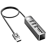 Leloco Hub USB 2.0 à 5 ports, adaptateur USB multiple, avec lecteur de carte SD & TF pour ordinateur portable, MacBook, ordinateur de bureau, lecteur flash, imprimante, clavier, souris, PS4, etc