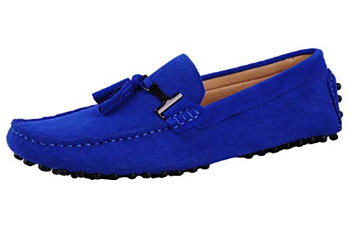 Santimon Mens-Moccasins Penny-Loafers Slip-On Casual Dress-Shoe Suede Tassels Boat Driving-Shoes