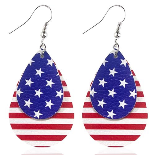 Holiday Leather Earrings - Multi-Festival Styles for American Parties | Patriotic, Spooky & Festive Designs with Hypoallergenic Hooks, Lightweight Water-Resistant Wear