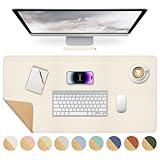 Giecy Leather Desk Pad, Dual-Sided Cork & PU Leather Desk Pad 80 x 40 cm Extended Computer Desk Mat Keyboard Mouse Pads Writing Mat Desk Blotter Pads Mats for Home Office Computer Laptop PC (Beige)