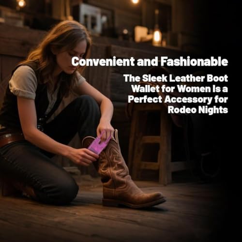 Western Boot Wallet Women with Snap Strap,2025 Fashion West Leather Slim Wallet,Handcrafted Leather Boot Credit Card Holder Case for Women4