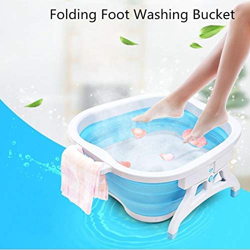 Preisvergleich Produktbild HLONG Falten Fußbad, mit Fußreflexzonenmassage, Pediküre-Aufsätze, Wasserheizung, Sprudelmassage, Infrarot-Lichtpunkte und Magnetfeld Anwendung,Blue