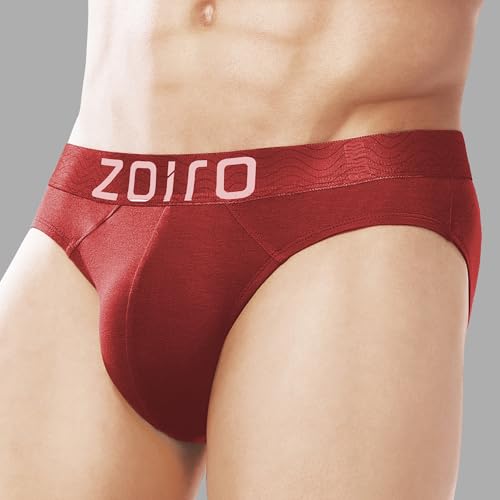 Image of Zoiro Men's Fluid-Fabric Brief | Micro Nylon Waistband | 4-Way Stretch Soft Supple Fit | Skin-Friendly Breathable Innerwear | 90% Cotton 10% Spandex