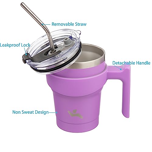 Image of Konokyo 10 oz Tumbler with Handle and Straw, Insulated Travel Mug