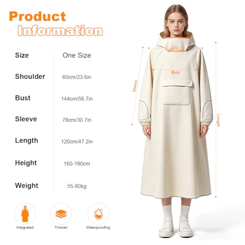 Image of PALAY High Collar Motorcycle Raincoat with Hood, Folding Hand Guard Flaps, PVC Full-Cover Riding Poncho with Front Pocket, Adult Women Raincoat for E-Bike, Scooter & Outdoor Riding