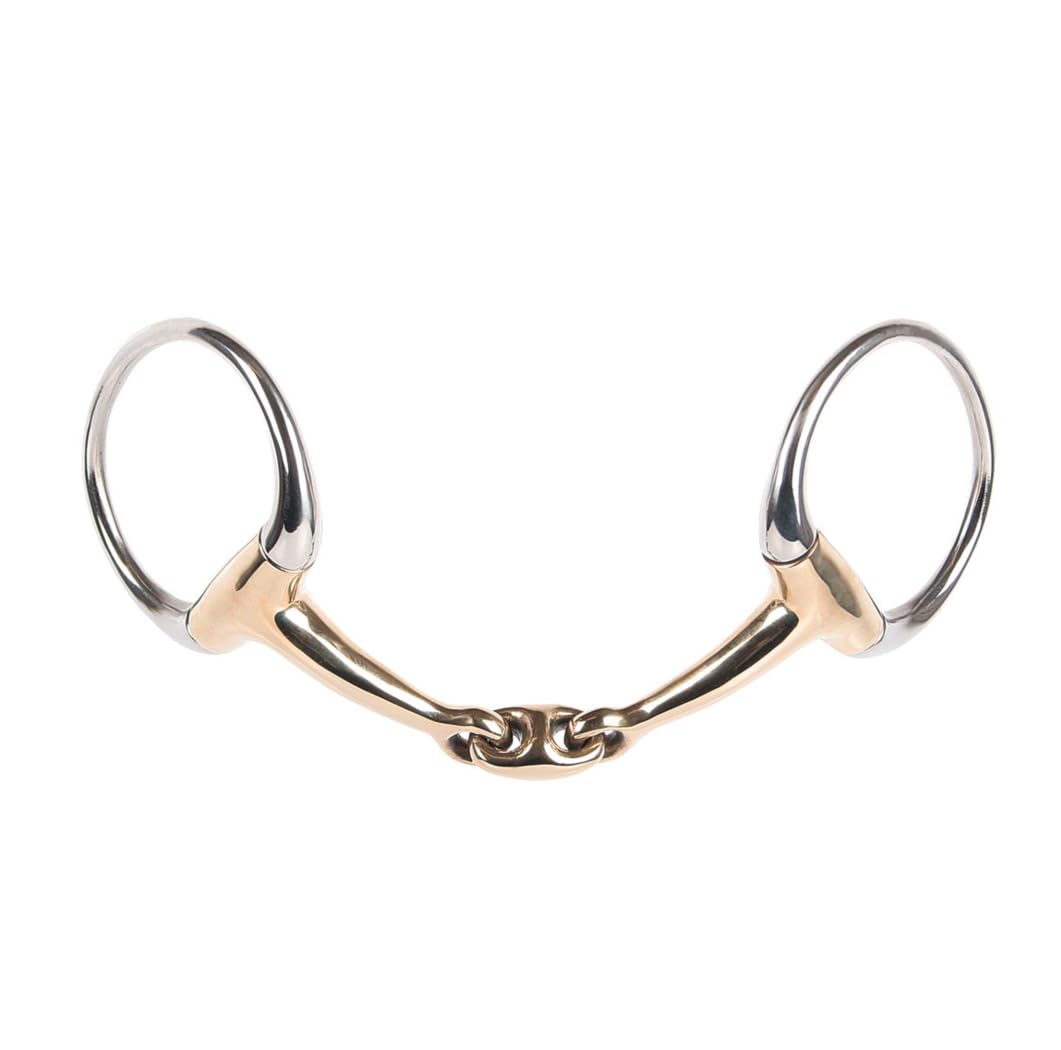 ES0013 Gebiss Olivenkopfgebiss Olivenkopftrense Doppelt Gebrochen aus Kupfer Edelstahl Ringdurchmesser 70 mm Gebissstärke 13 mm (11.5 cm)