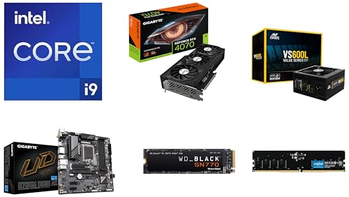 Image of Intel Content Creator Bundle - 14th Gen core i9-14900K with Gigabyte B760 Motherboard & Gigabyte Nvidia RTX 4070 (16GB DDR5 RAM /500GB NVME SSD /600W PSU /Gaming Chassis)
