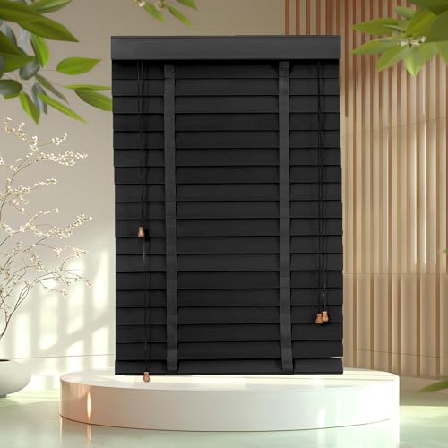 Persianas de madera de 50 mm, persianas horizontales venecianas de madera maciza para ventanas, aislamiento térmico y cortinas transpirables