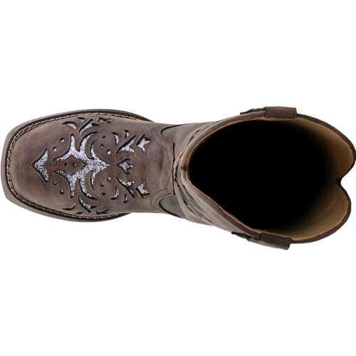 Image of ROPER Womens Kennedy Glitter Tooled Inlay Square Toe Pull On Casual Boots Mid Calf Low Heel 1-2 inch