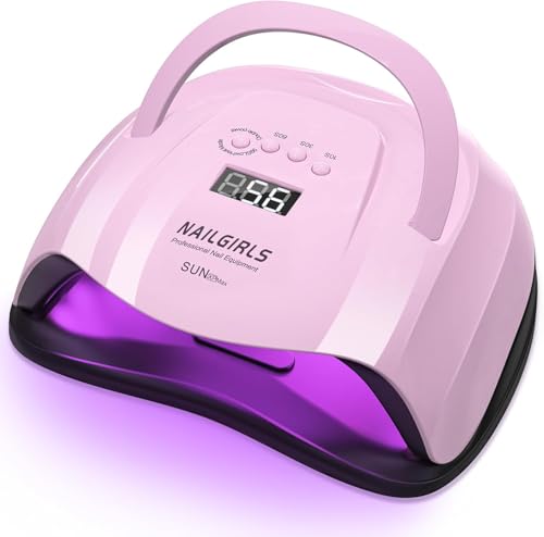 NAILGIRLS Lampade UV Per Unghie, 268W Portatile Lampada per Unghie Asciuga Smalto Fornetto Unghie per Manicure Pedicure, Sensore Di Avvio Automatico Lampada Unghie LED UV, 4 Modalità Timer, rosa