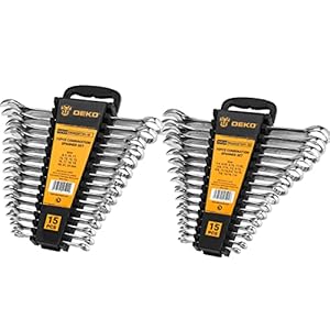 DEKOPRO Combination Wrench Set, SAE&Metric, 30-piece, 1/4” to 1” & 8-22mm, 12-Point, Chrome Vanadium Steel, with Plastic Tray