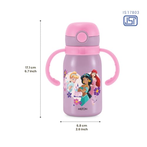 Image of MILTON Disney Fountain 450 ISI Certified Stainless Steel Water Bottle, Leak Proof, Rust Proof, Single walled,1 Yr Warranty, Ideal Sipper Water Bottle for School Kids Bottle, 455 ml, Purple