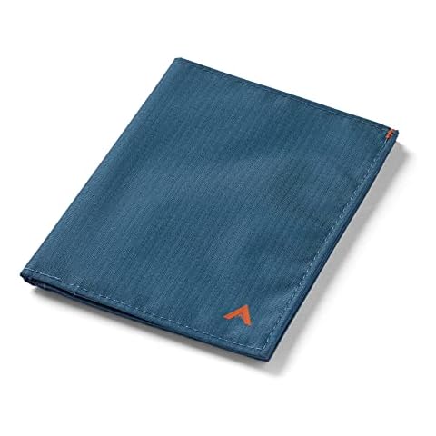 Allett Travel Wallet, Indigo Blue | Nylon, Thin Bifold, RFID Blocking, Minimalistic, Front Pocket | Holds Up To 10 Cards & Passport | For Men & Women Cover