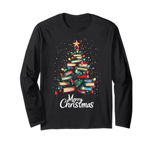 Merry Christmas Tree Libri Reader XMas Maglia a Manica