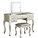 Benjara Benzara Cherub Featuring Stool and Mirror Silver Vanity Set,