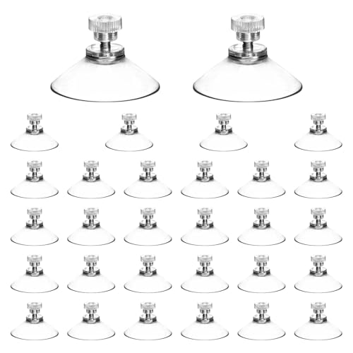 DBAILY Pack of 30 Suction Cups, Suction Cups for Windows, Diameter 40 mm with Knurled Nut, Suction Cup with Thread