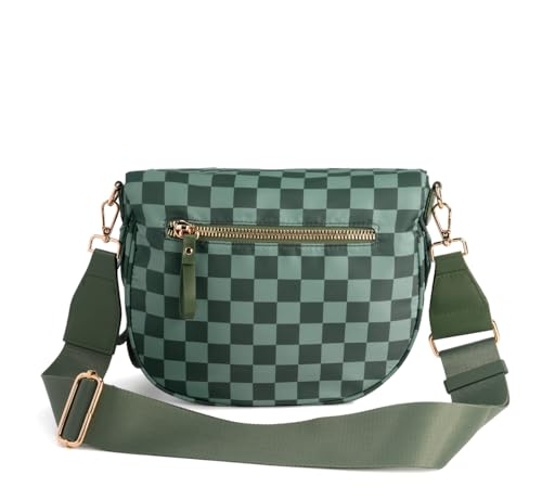 Image of FEIBOON Spacious Checkered Nylon Crossbody Bag Bum Bag Handbags Wallets for Women