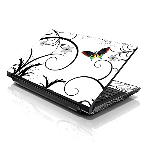 Image of LSS 15 15.6 Inches Laptop Notebook Skin Sticker with 2 Wrist Pads - Reusable Cover Protector Vinyl Sticker Cover Decal Fits 13 inch - 16 inch HP Asus Acer - White Butterfly Escape Pattern