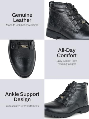 Image of Zoom Shoes A-4691 Men's Genuine Leather High Ankle Boots | Stylish Lace-Up Design | Cushioned Insole for Comfort | Durable & Trendy for Everyday Wear