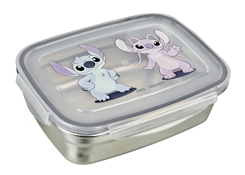 Undercover – Portamerenda Stitch con Guarnizione in Silicone – in Acciaio Inox – capacità di 550 ml – Contenitore per Sandwich Scolastico – portamerenda per Bambini – Lunchbox