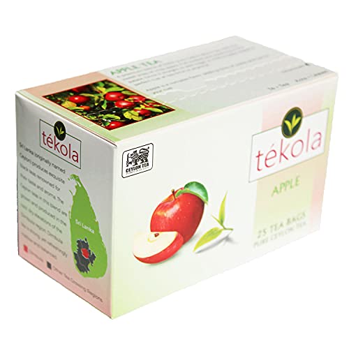 Tekola, Ceylon Black Tea, Apple. A Premium Blend Of 100% Pure Ceylon Tea With Apple Flavor. Full-Bodied And Soothing, With The Sweet Snap Of Crisp Apple, 25 Count (Pack Of 2) #TOP4